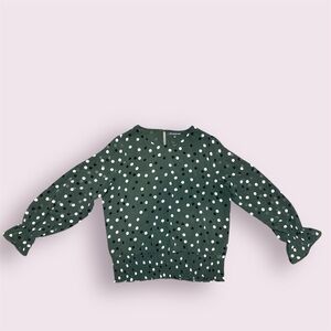 Adrianna Papell Polka Dot Blouse Green White Size L